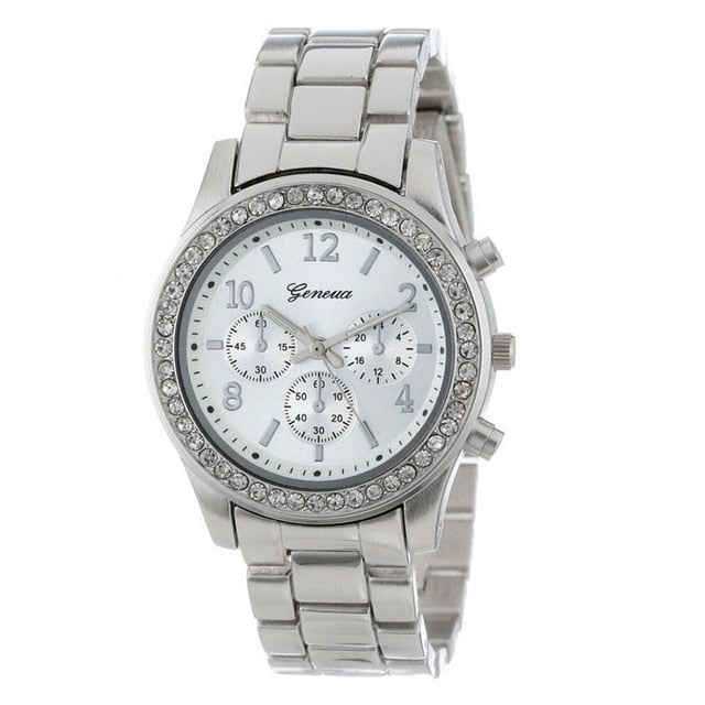 Crystal  Chronograph Quartz Plated