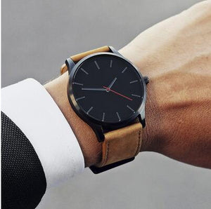 men's watch Leather Band Analog Quartz